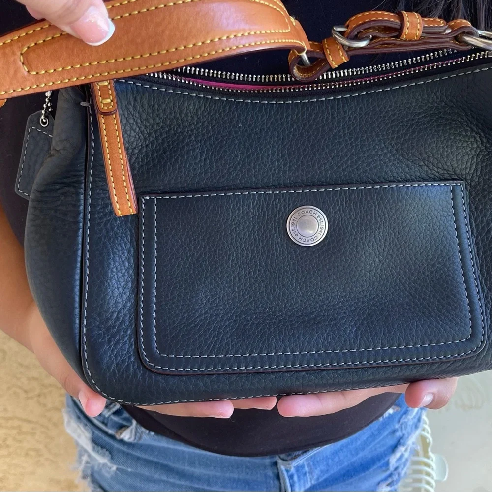 Coach Black and Brown Shoulder Bag with Chain Straps - Picture 2 of 12
